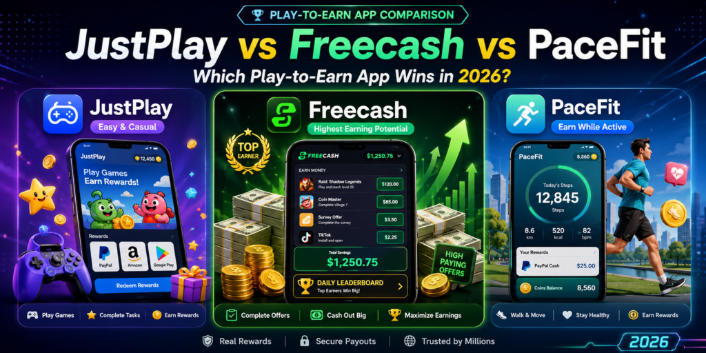 JustPlay vs Freecash vs PaceFit — Which App Makes You the Most Money in 2026?
