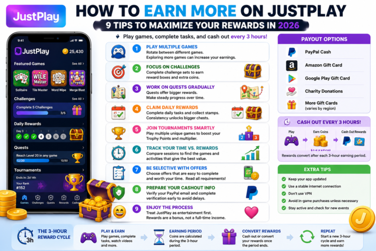 How to Earn More on JustPlay in 2026: 9 Tips to Increase Your Rewards