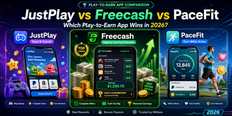 JustPlay vs Freecash vs PaceFit — Which App Makes You the Most Money in 2026?